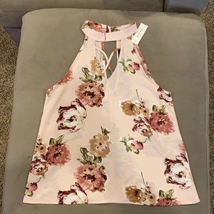 NWT Blue Rain Floral Chocker Tank Top (Francesca’s)